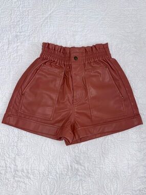 Zara brown leather shorts